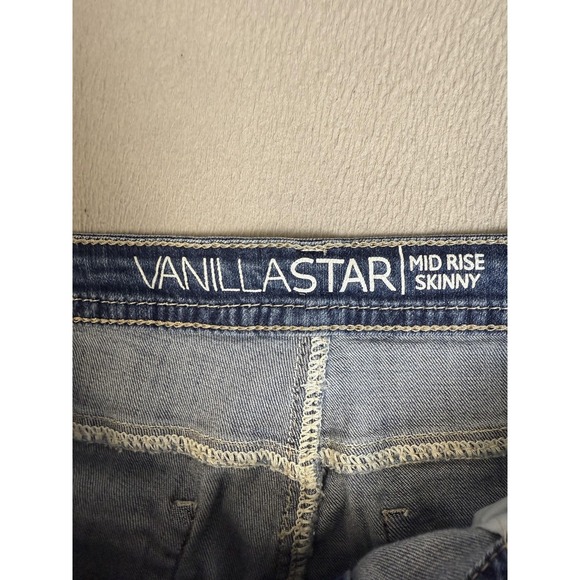 Vanilla Star Jeans Womens 15 Blue Mid Rise Skinny Lace Cuff Stretch Denim Casual - Picture 12 of 16